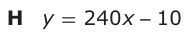 Answer H: y = 240 x 10