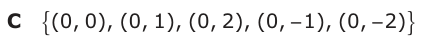 Answer C: ^(0, 0), (0, 1), (0, 2), (0, 1), (0, 2)`