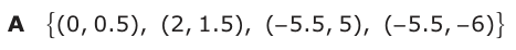 Answer A: (0, 0.5), (2, 1.5), (− 5.5,− − − 5), (− 5.5, − 6)