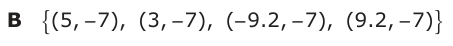 Answer B: (5, − 7),− − − − − (3, − 7), (− 9.2, − 7), (9.2, − 7)
