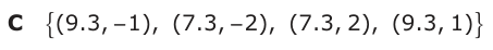 Answer C: (9.3, − 1),− − (7.3, − 2), (7.3, 2), (9.3, 1)