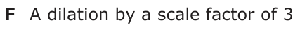 Answer F: A dilation by a scale factor of 3