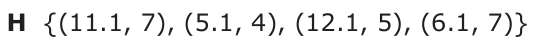 Answer H: {(11.1, 7), (5.1, 4), (12.1, 5), (6.1, 7)} _ _ _ _